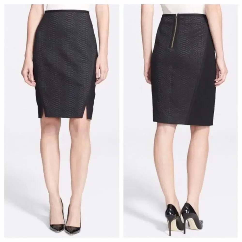 Ted Baker Miakos Snake Embossed Jacquard Pencil Skirt Black